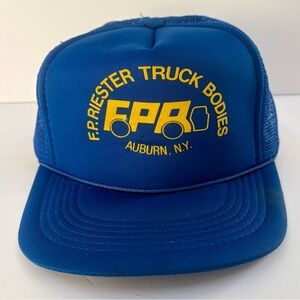 Vintage Auburn New York F.P. Riester Truck Bodies Snapback Trucker Mesh Hat 80s